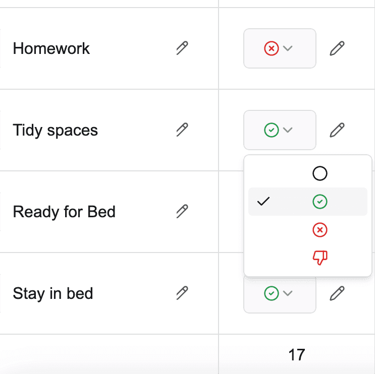Marking a task as done, failed, or thumbs down